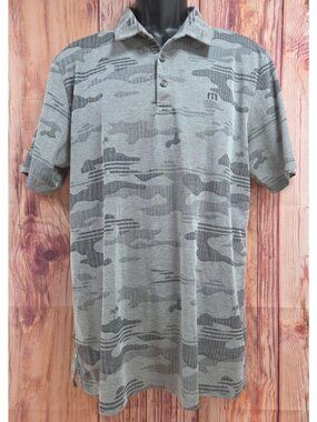 Travis Mathew Mens Grey Camo Polo Shirt XL Grand Wailea Maui Golf Course